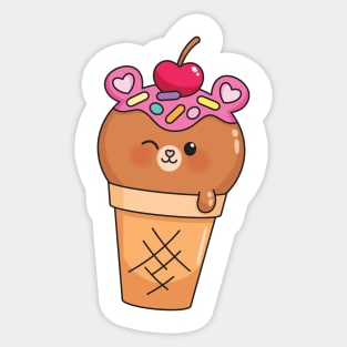 Kawaii Ice Cream Bear Sticker